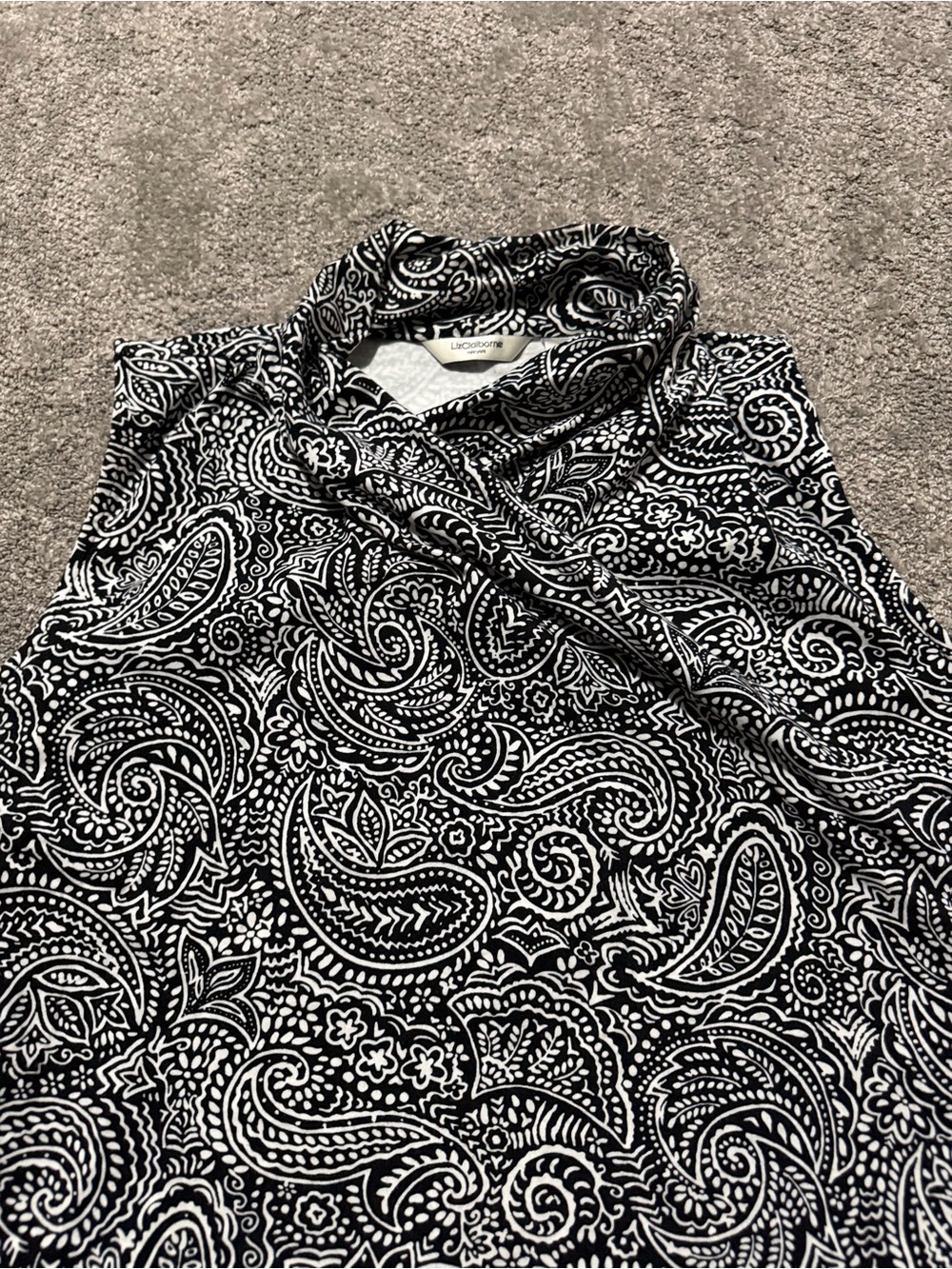 Liz Claiborne women’s paisley pattern top sleeveless detailed neck XL 95% cotton - Picture 4 of 8